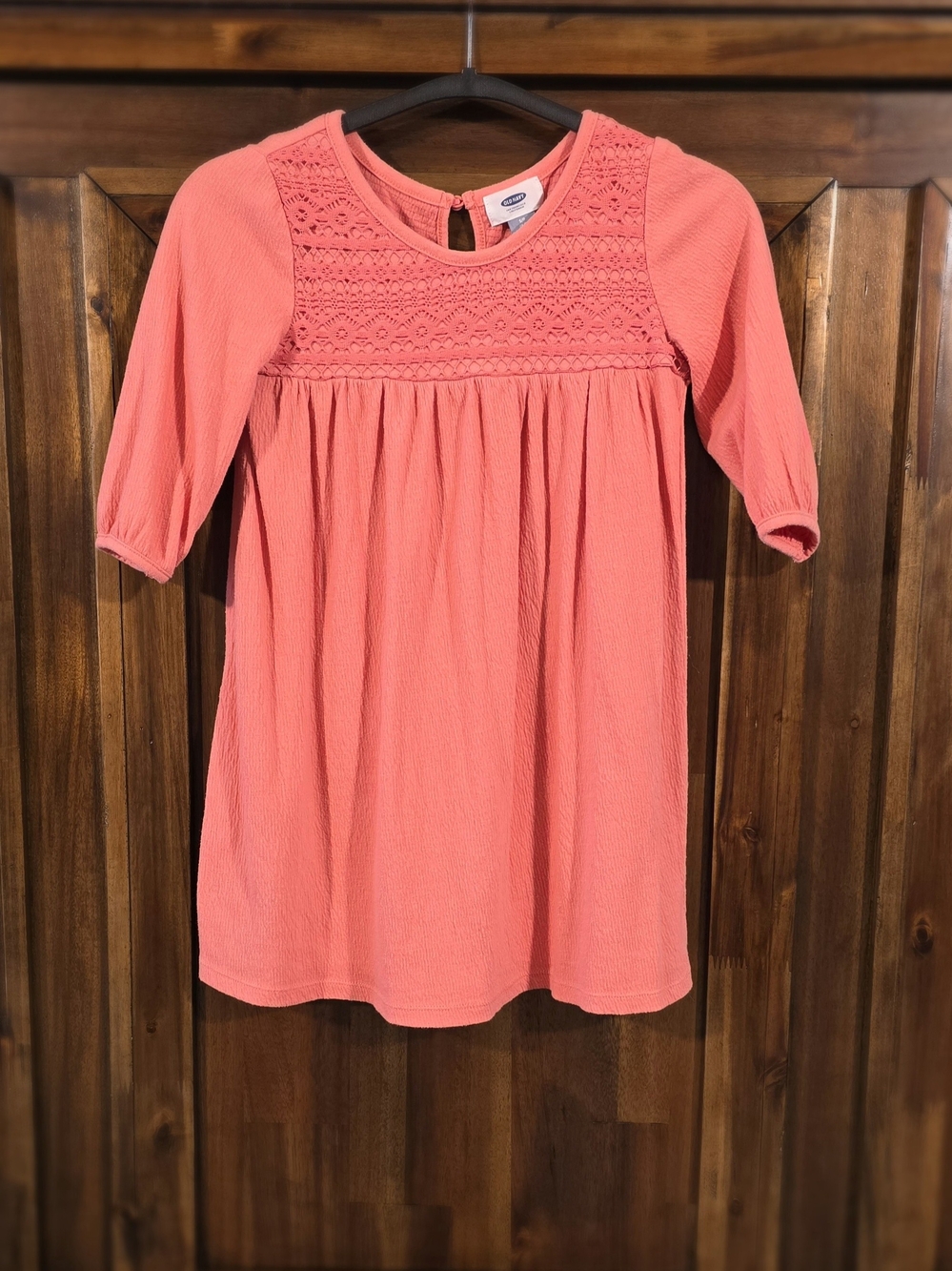 Old Navy Coral Lace Yoke Girls' Dress